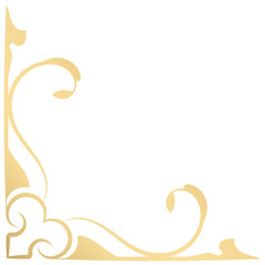 Gold vintage baroque corner ornament retro pattern antique style acanthus. Decorative design element filigree calligraphy. You can use for wedding decoration of greeting card and laser cutting.