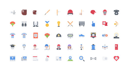 baseball icon set