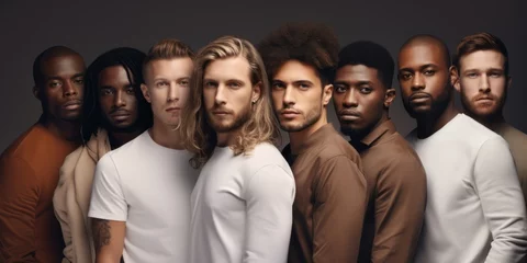 Foto op Aluminium Multiracial men from the united states in a group, in the style of light white and dark amber. Success people Different races and religions © Mars0hod