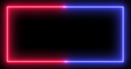 Neon glowing rectangular frame background motion graphic. Futuristic with a touch of retro style seamless loop VJ, club, show, and presentation backdrop.