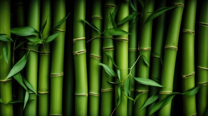 Fototapeta na wymiar Green bamboo fence texture, bamboo background