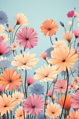 Vertical flowers background with copy space for greeting text