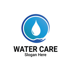 Water Care Logo Design Element. Hand Drop Water Logo Icon, Illustration, Template, Vector, Eps. Dermatology Test Clinically Proven icon for allergy free and healthy safe product pack.