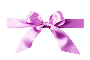 Lilac colored tied silk ribbon on transparent background