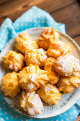 Homemade tasty sugar cookies on plate
