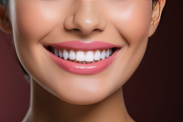 Closeup beautiful female smiling with clean teeth , Young woman with healthy white teeth