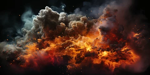 Raamstickers Explosion Effect. Fire Blast Landscape © Resdika