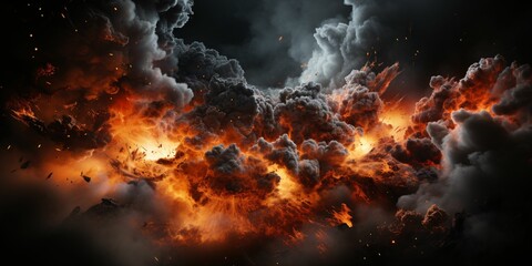 Explosion Effect. Fire Blast Landscape - obrazy, fototapety, plakaty