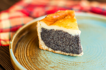 Sugar dessert, cake with cream and chocolate. Holiday baking. Homemade pastry