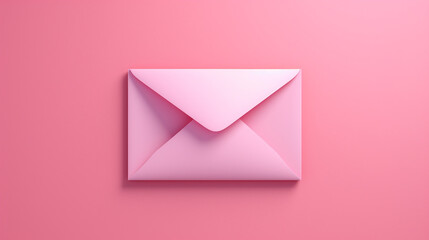3d mail icon or pink envelope sign symbol isolated on pink pastel color background with shadow love...