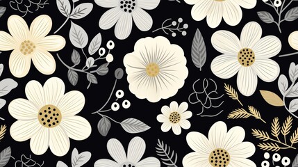 Seamless floral pattern with flowers, Generative AI