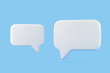 Speech bubble on blue background. Chat icon set. Chatting box, message box. 3D render illustration - obrazy, fototapety, plakaty