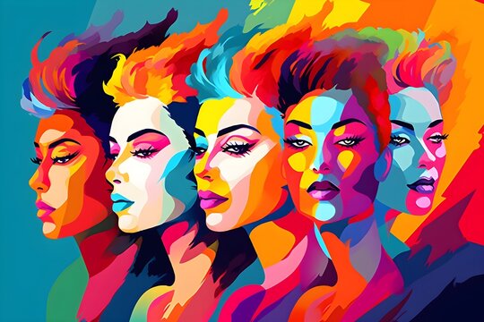 LGBT Pride Pop Art Illustration: Diverse People and Community Banner, Texture, or Background. generative ai