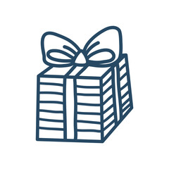 A gift box with a bow. Hand doodle illustration isolated on a white background. christmas gift