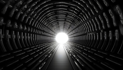 black interior view of futuristic tunnel .Generative AI