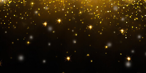 Fototapeta na wymiar yellow sparkle particle light fall transparent background 