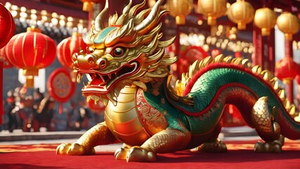 Dragon Statue In Chinese Temple