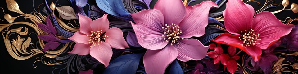 Beautiful 3D Flowers Illustration Background