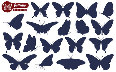 monochrome Butterfly Silhouettes Vector