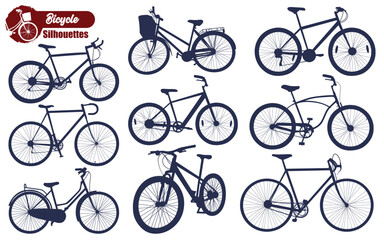Bicycle or Cycle Black Vector Silhouettes