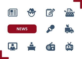 News Icons. Media, Mass Media, Journalism Icon
