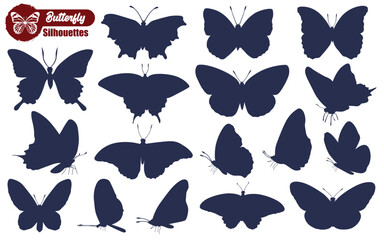 monochrome Butterfly Silhouettes Vector