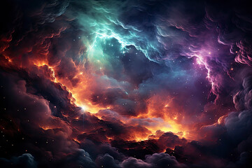 Universe with stars, constellations, galaxies, nebulae and gas and dust clouds - Powered by Adobe