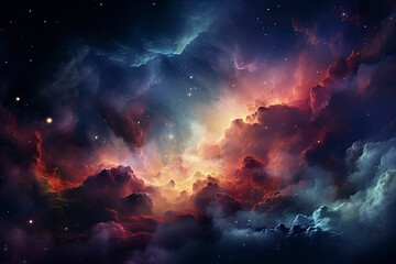 Universe with stars, constellations, galaxies, nebulae and gas and dust clouds - obrazy, fototapety, plakaty