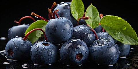 Fresh Bilberry with Water Drops. Blueberry