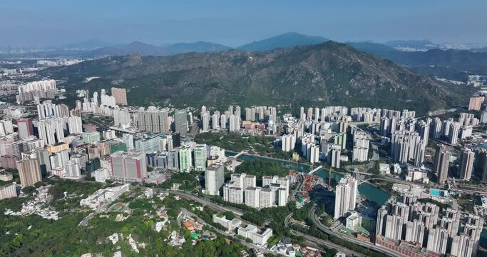 Top down view of Hong Kong Tuen mun district