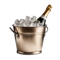 Fotobehang bottle of champagne in a cooler bucket © Tony A