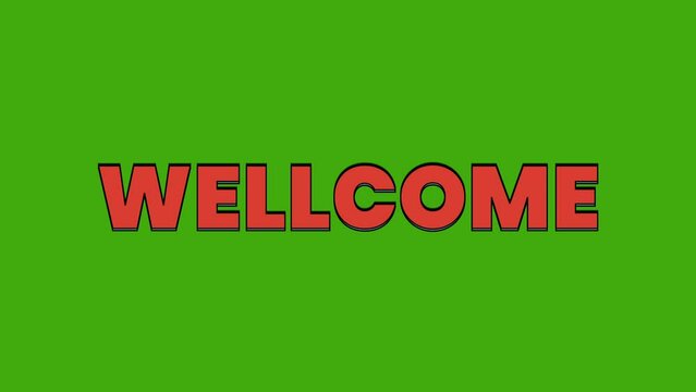 wellcome title dynamic text animation. green background