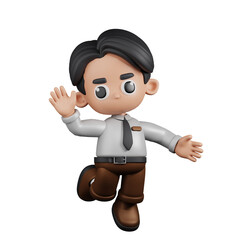 3d Character Businessman Happy Pose. 3d render isolated on transparent backdrop.