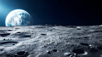 View of the earth from the surface of the moon