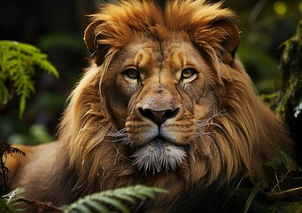 Naklejka premium Regal Majesty: The Majestic Lion, King of the Wild