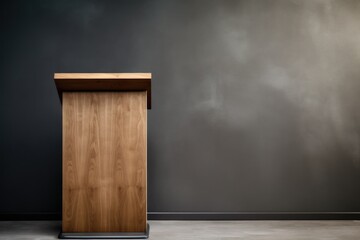 a minimalistic wooden pulpit