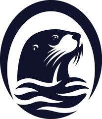 Otter Head inside letter O Logo Design