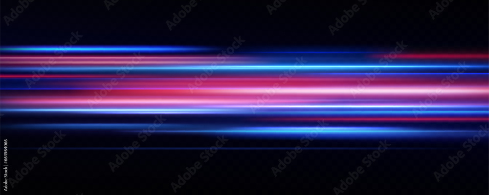 Aufkleber horizontal neon lines.blue speed lines.motion light effect.vector. red