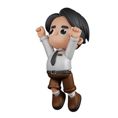 3d Character Businessman Superhero Pose. 3d render isolated on transparent backdrop.