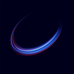 Blue glowing shiny lines. Vector blue light effect, neon speed motion curve.Speed ​​line.Vector.	