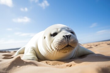 seal resting on a sunny beach