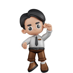 3d Character Businessman Congrats Pose. 3d render isolated on transparent backdrop.