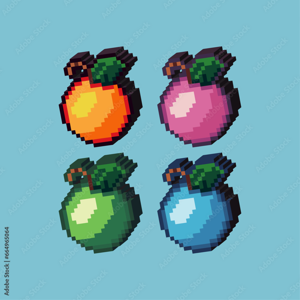 Poster isometric pixel art 3d of orange fruit for items asset. orange fruit on pixelated style.8bits perfec