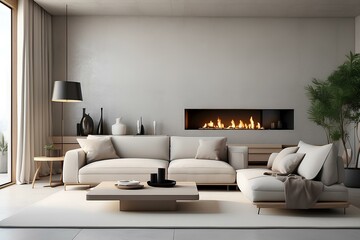 modern living room with fireplace