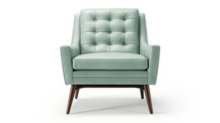 Closeup of mint lounge chair. Modern minimalist home living room interior. materials for furniture finishing