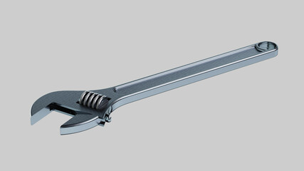  Adjustable wrench. Isolated. 3D Rendering.