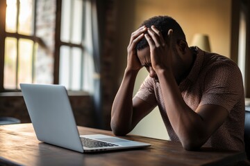 A person engaged in work on a computer created with Generative AI technology
