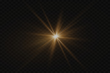 Glare effect. Flash with rays of light. On a transparent background.