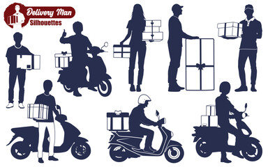 Delivery Man Silhouettes Vector illustration