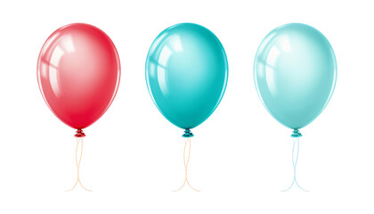 red and blue balloons isolated on transparent background cutout